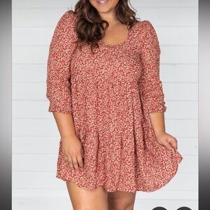 Women’s 3/4 sleeve tiered flowy fall dress size Medium